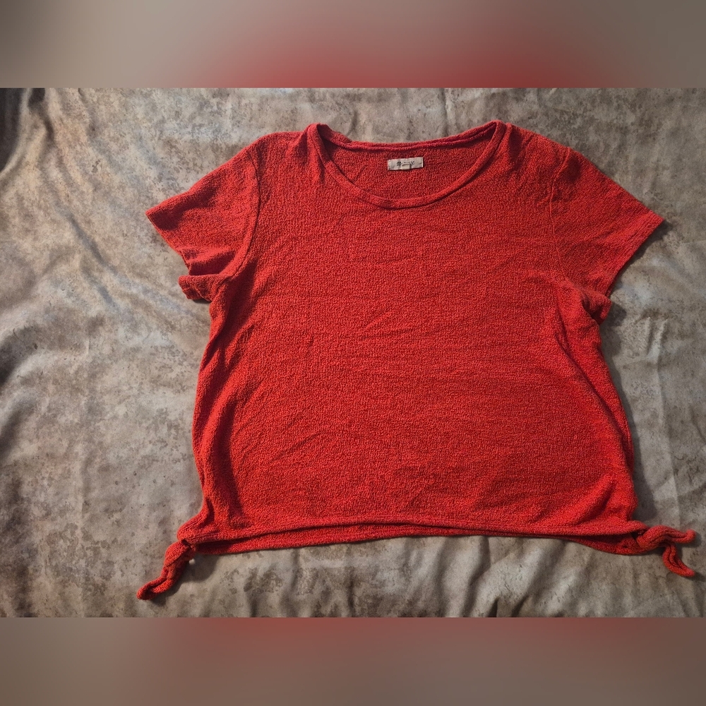 Madewell Vibrant Red Textured Short Sleeve Tee